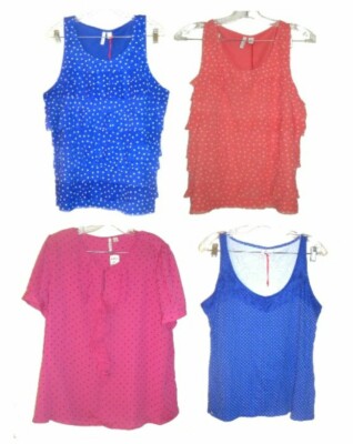 Elle Summer Tops Chiffon, Lace & Ruffle Neck Shirts NWT$34-$40 Size L-XL 