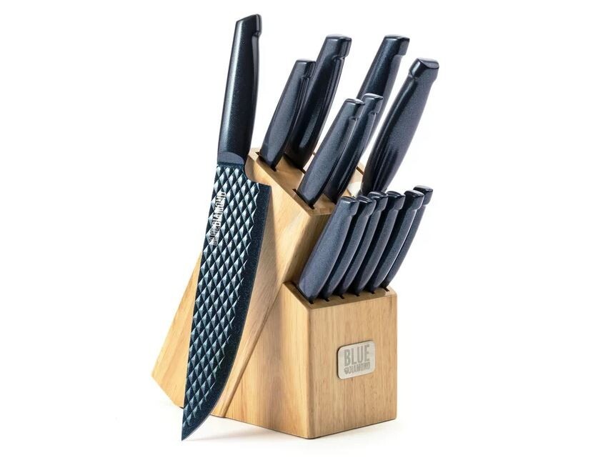 Blue Diamond Stainless Steel Cutlery, 14 Piece Knife Block Set