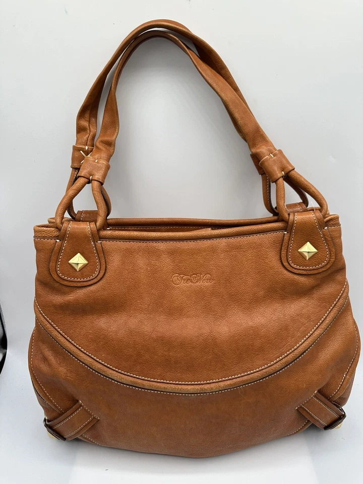 Bolso de hombro Tre Vero británico de cuero tostado Foto 3 de 4