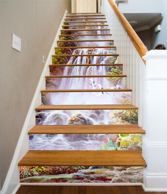 3D Waterfall Tree 806 Stair Risers Decoration Photo Mural Vinyl Decal ...