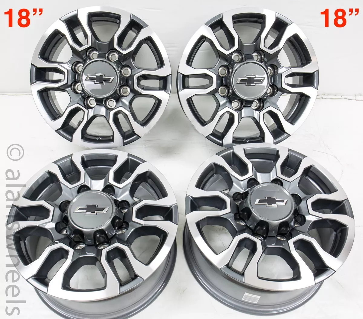 4 New 18 Chevy Silverado 2500 3500 HD OEM Grey Machined 8 Lug
