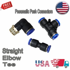 Pneumatic Tee Elbow Straight Push Connector Hose Pipe Joint Air Fitting Coupling