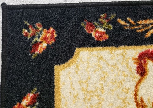 Printed Kitchen Nylon Rug (18"x30") ROOSTER IN THE CENTER ON BLACK,rectangle, KH - Picture 8 of 23