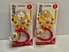 Sassy Flip And Grip Baby Rattle 3+ Months Zeb...