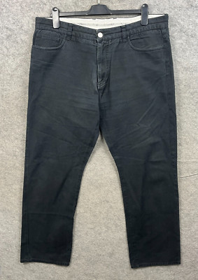 Canali Hose Herren 38 Schwarz Chino Twill Jeans Button Fly Tapered Made In Italy