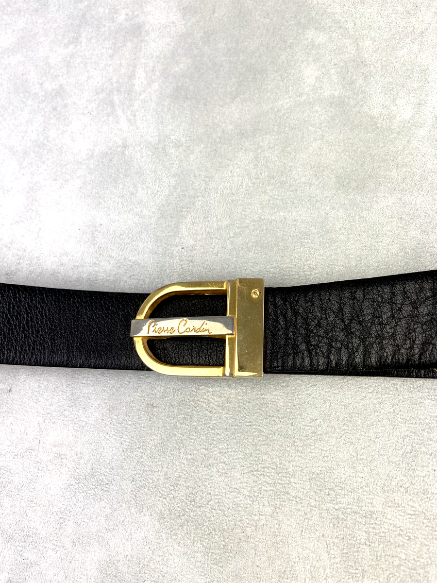 Ceinture Vintage Pierre Cardin Marron Cuir - Années 80, Boucle, 3cm