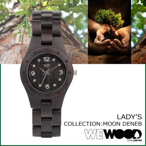 WeWOOD Moon Women's Black Watch 女性用 腕時計 WeWood Moon Crystal Black 70204300