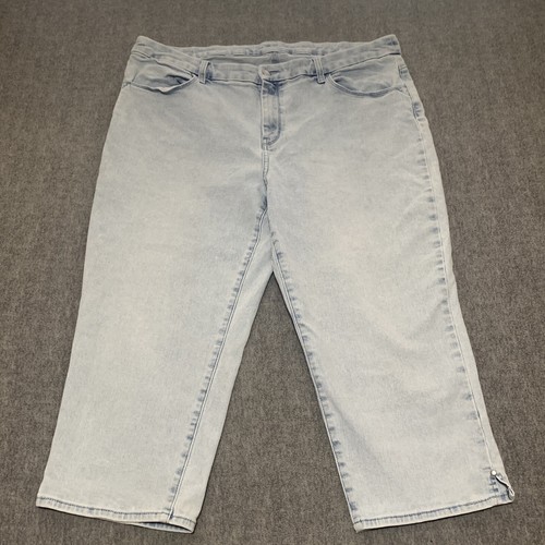 Chicos Jeans Womens 3 Size 16 Blue Capri Girlfriend Perfect Stretch Slim Leg