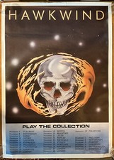 Vintage HAWKWIND "Play The Collection" 1986 Tour Poster No Pins No Tape 35 x 25