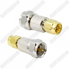 1x F Male Plug to SMA Male Plug Straight Adapter Coaxial RF Connector Converter