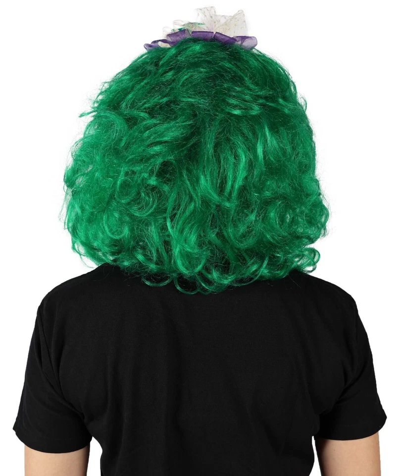 Peluca femenina HPO oropel con cordones verde Mardi Gras con bufón iluminado fascinador Foto 4 de 4