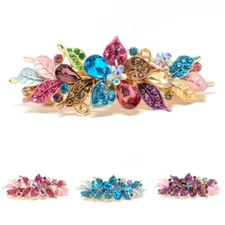 woman barrette crystal rhinestones metal flower hair claw clips bridal Barrette 