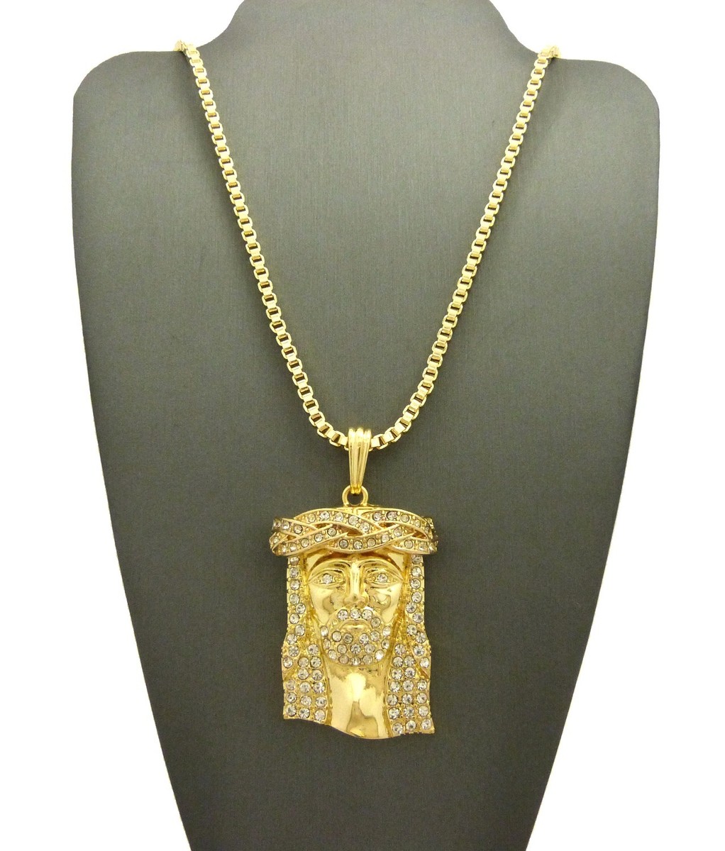 【STING925】Jesus Piece Pendant Box chain 3mm 55cm JESUS PENDANT & 30