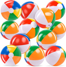 12-Pack 12  Beach Balls - Bulk Classic Beachball Inflatable Swimming Pool Toys f