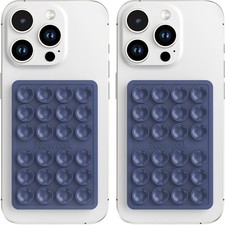 2 Pack Silicone Suction Phone Case Adhesive Mount, Sticky Dark Blue
