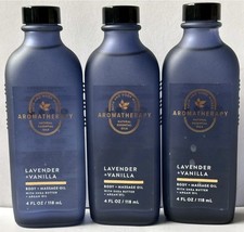  4 PACK BATH  BODY WORKS AROMATHERAPY BODY  MASSAGE OIL LAVENDER  VANILLA NEW
