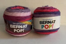 2 - Bernat  POP!  "Violet Vision" cakes - Self Striping - Acrylic 5 oz/280 yds