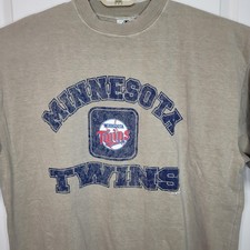 Vintage Minnesota Twins Shirt Mens XL Tan MLB Baseball Graphic Tee 2000s