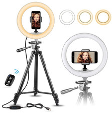UBeesize 10.2" Selfie Ring Light with 50" Tripod Stand  Flexible Phone Holder