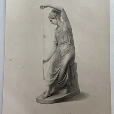 Antique The Filatrice” Engraving After Schadow – 19th Century Classical Statue 