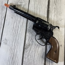 Vintage 1950-1960s Mattel Fanner 50 Toy Cap Pistol Gun Black Finish Faux Wood.