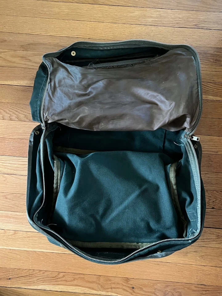 Cartera de mano Orvis Battenkill vintage de los años 80 de cuero de lona verde Foto 4 de 4