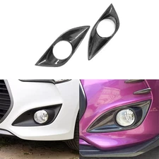 2xReal Carbon Fiber Front Bumper Fog Light Trim For Hyundai Veloster Turbo 11-17