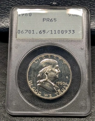 1960 Proof Ben Franklin Silver Half Dollar. PCGS PR65. Rattler. EARLY 110 Prefix