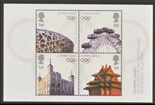 GB MNH Scott 2593-2593, 2008 Olympic Games, Bejing a single S/Sheet of 4 stamp