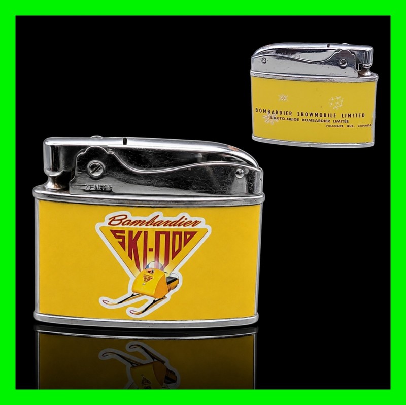 Bombardier Ski-Doo Vintage Snowmobile Sled Quebec Canada Promo Flat Ad Lighter
