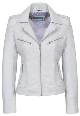 Rachel weiße Damen Smart Retro Designer Echt Lammleder Leder Mode Jacke