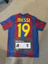 Lionel Messi Back Signed FC Barcelona 2007-08 Home Shirt Icons COA