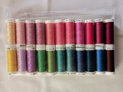 Sulky - 40w Rayon thread spools - Lot of 22 - mixed colors -Most New - some dups