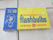 Vintage Box Of 12 GE General Electric 5B Flashbulbs GE BLUE New In Box
