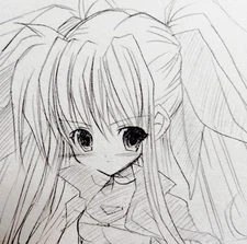 Original Hand-Drawn Anime Pencil Sketch on Shikishi Board