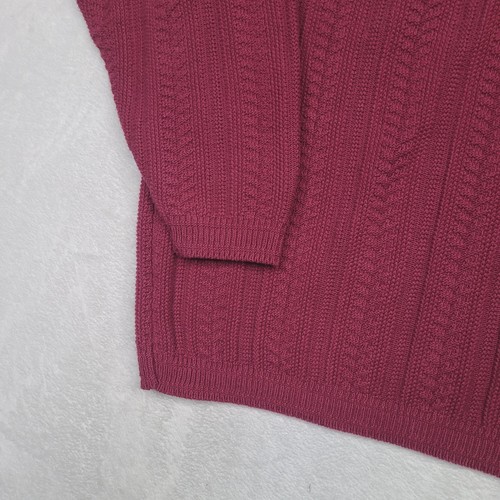 Maglione pescatore uomo vintage Bill Blass XXL incorniciato a mano made in USA rosso vino bordeaux - Foto 6 di 10