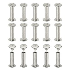 60 Set Chicago Screw M5 x 18mm Metal Phillips Head Screw Rivets Silver Tone