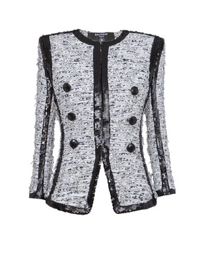 $4,850 Balmain Side to Side Colarless Jacket | White | FR 42, US 10