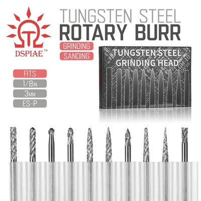 DSPIAE: Rotary Burr Carbide Bit Sets 1/8'' Shank - Grinding Sanding - Fits ES-P