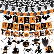 Halloween Party Decorations Set, Reusable Indoor Orange,black