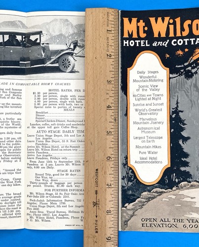 1920er Mt Wilson Hotel Cottages tägliche automatische Etappen Fahrplan mit Preisen Hotelpreise - Bild 9 von 9