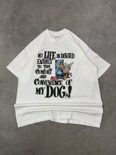Vintage 80’s Life Devoted To My Dog T Shirt White Medium Made In USA Funny 1980s