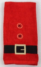 Charmont Collections Christmas Santa Suit Embroidered Hand Towel Belt Button Red
