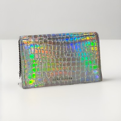 MARC JACOBS Clutch party wallet on chain Silver Iridescent- NEW
