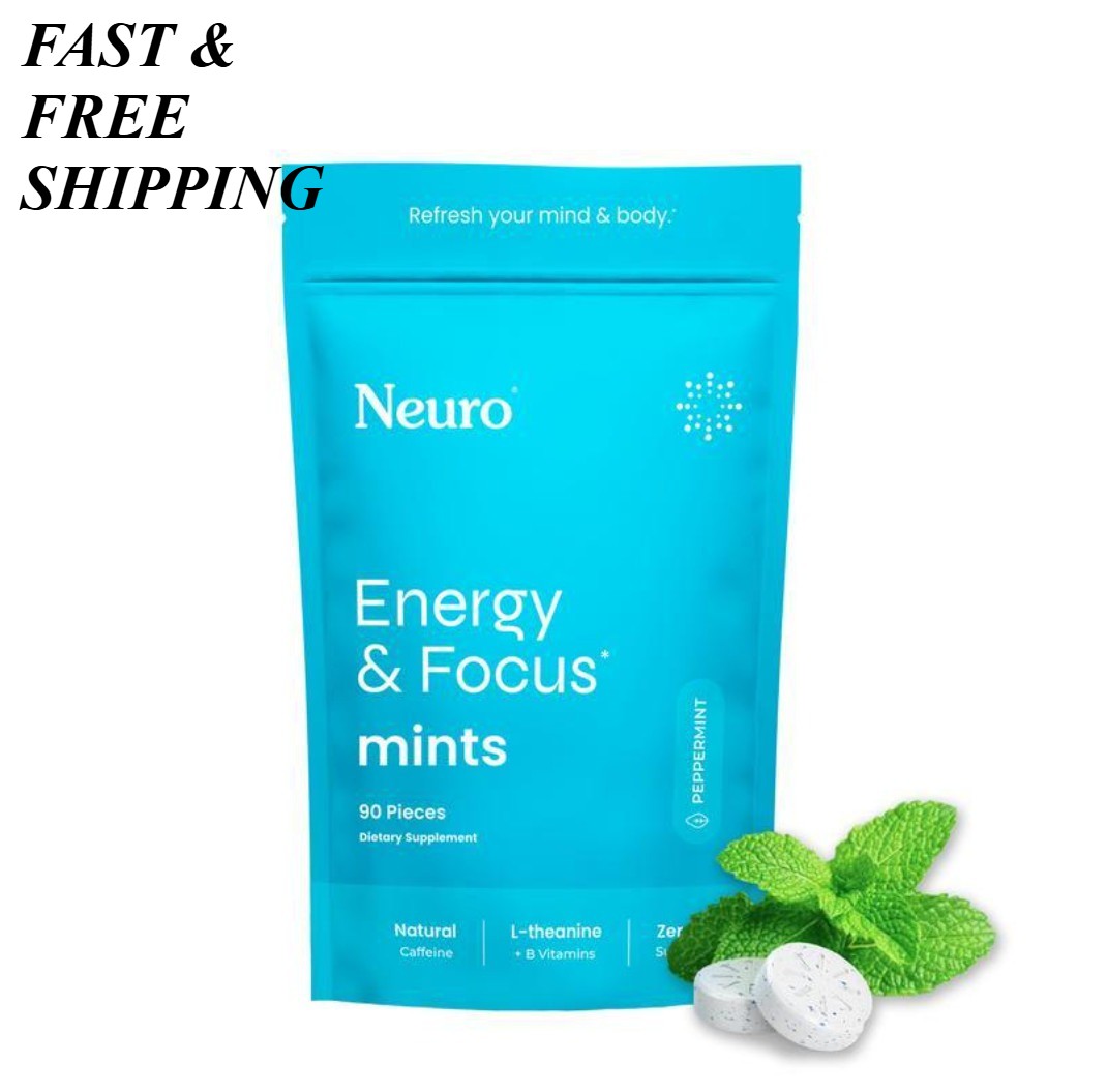 Neuro Energy & Focus mints Energy Supplement with L-Theanine & VB 90ct