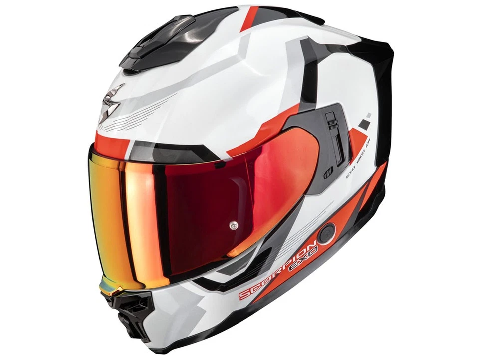 Scorpion Exo 1500 Air Arena Casque Moto Intégral Fibre de Verre Blanc/Rot - Photo 1/1