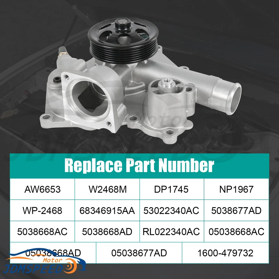 Bomba de agua con sensor de temperatura para Chrysler 300 Dodge Challenger Charge 11-22 AW6653 Foto 3 de 4