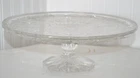 VINTAGE LEONARD GLASS CAKE STAND CUPCAKE SERVER CABBAGE ROSES STARS HEAVY LOVELY