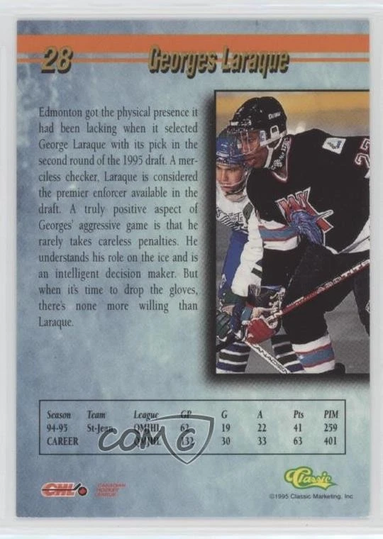 1995 Classic Draft Gold Georges Laraque #28 - Image 2 of 2