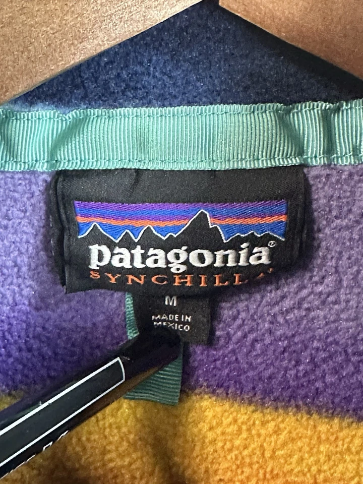 VTG Patagonia Synchilla Snap-T Striped Fleece Pullover Men's Size M - Image 3 of 4